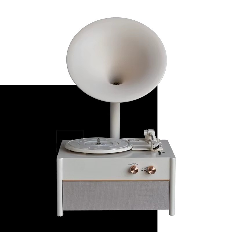 Audio Music Player Pc - Elegante branco vinil record player estilo