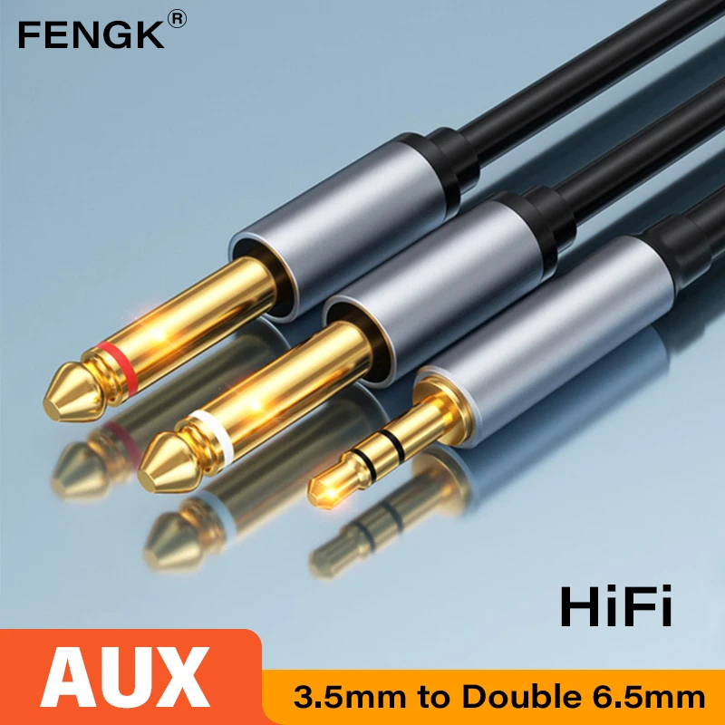 3.5mm para duplo 6.5mm trs cab - Audio Music Mixer avaliação e preço