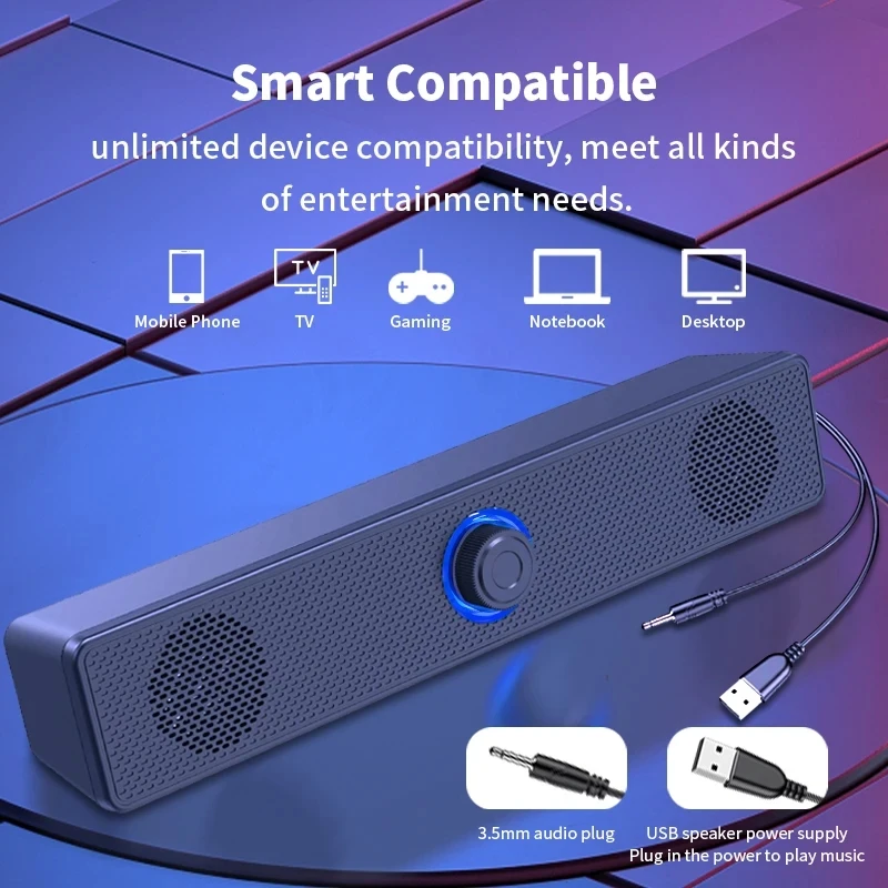 Soundbar computador pc tv port - Audio Music Player Pc avaliação e preço